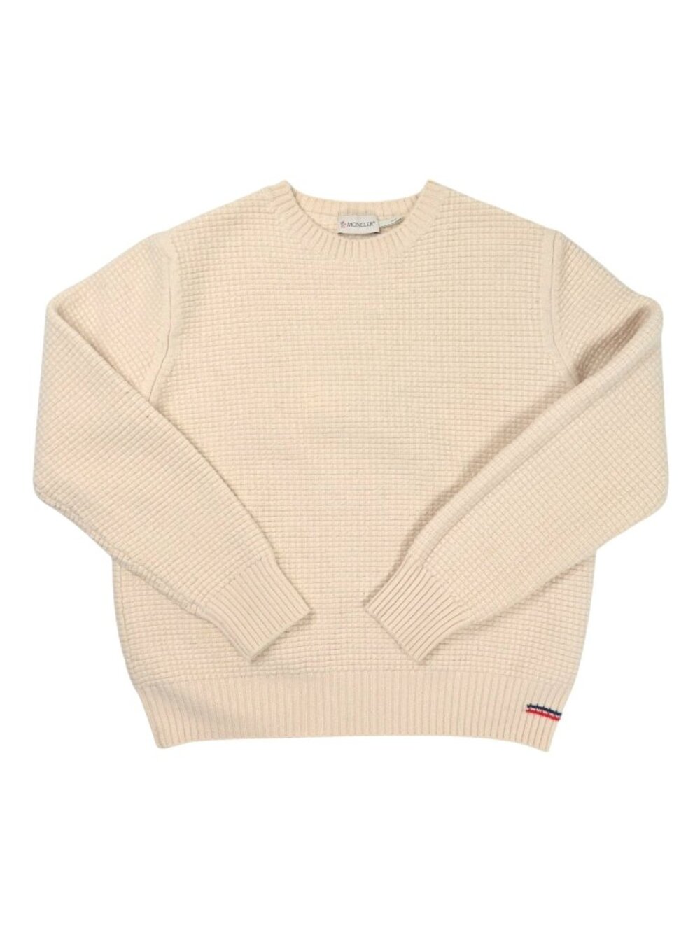 Moncler Virgin Wool Crewneck Sweater in Beige